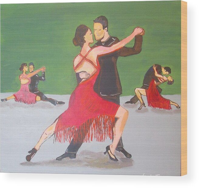 Tango Dance Latin Wood Print featuring the painting It takes two to Tango by Jennylynd James