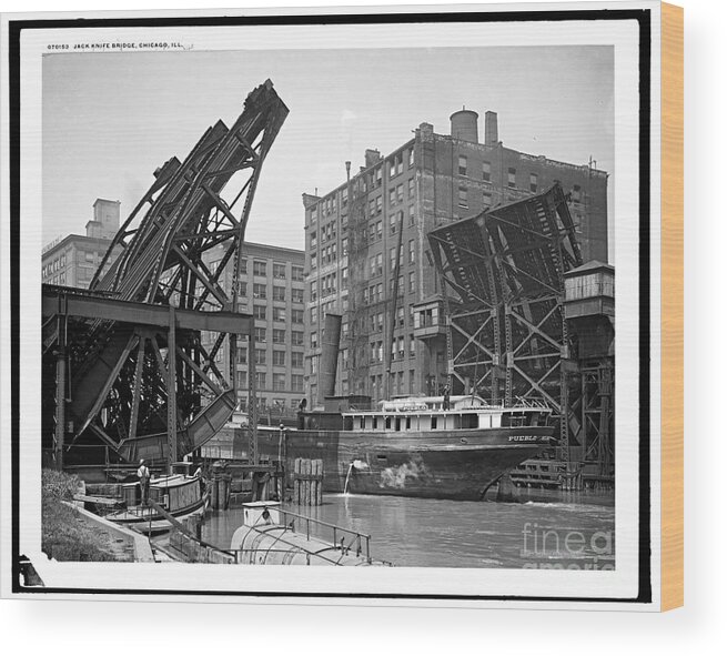 Loc Wood Print featuring the photograph Jackknife bridge Chicago by Russell Brown