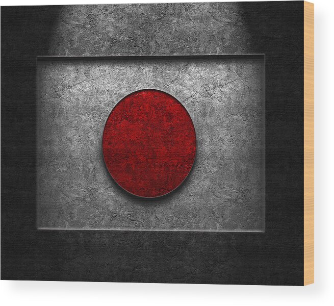 Abstract Wood Print featuring the digital art Japanese Flag Stone Texture by Brian Carson
