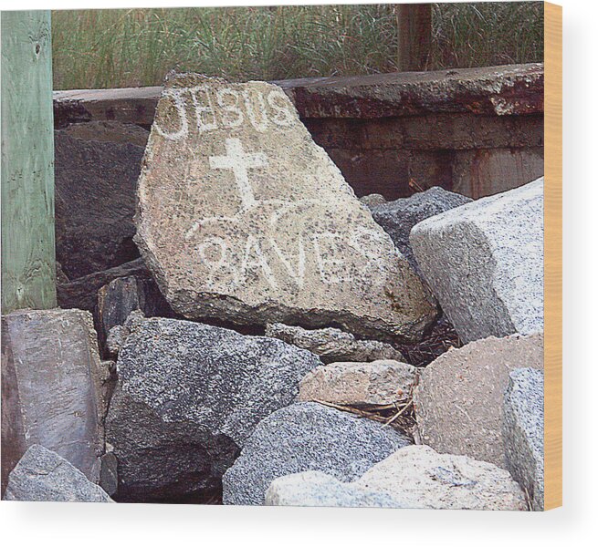 Stone Wood Print featuring the photograph Jesus 8ave8 by Tom Romeo