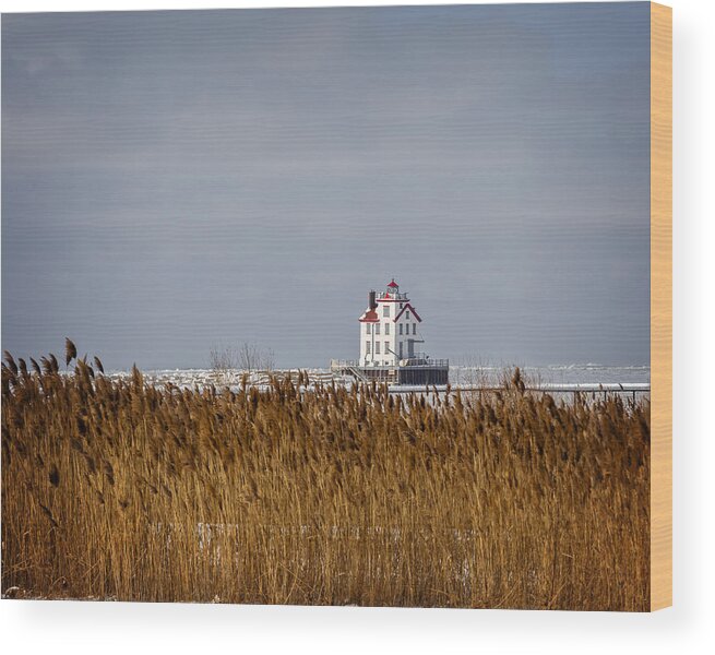 Jewel Of The Port Wood Print featuring the photograph jewel of the Port Lorain Lighthouse by Jack R Perry
