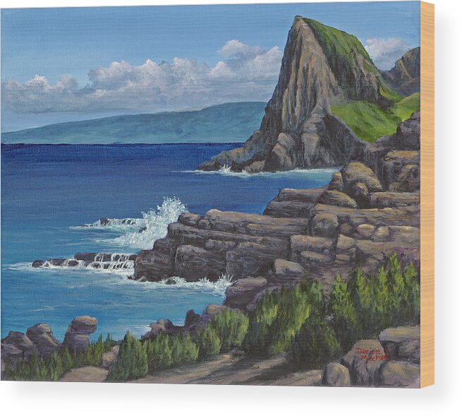 Landscape Wood Print featuring the painting Kahakuloa Maui by Darice Machel McGuire