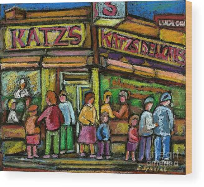Katz's Deli Wood Print featuring the painting Katz's Deli by Carole Spandau