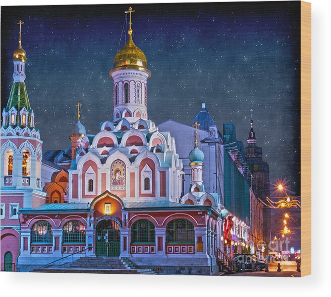 Russia Wood Print featuring the photograph KAZAN CATHEDRAL. Red Square. Moscow Russia by Juli Scalzi