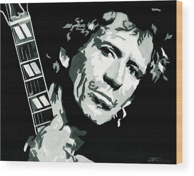 Tanya Filichkin Wood Print featuring the painting Keith Richards The Rock Star by Tanya Filichkin