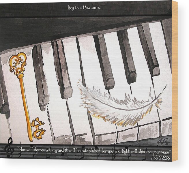 Key To A New Sound Wood Print featuring the painting Key to a New Sound by Jennifer Page