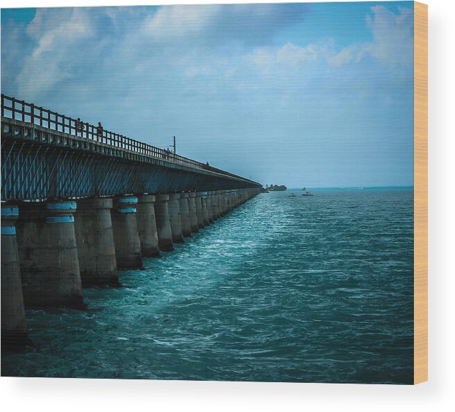 Seven Mile Bridge Wood Print featuring the photograph Key West Seven Mile Bridge by George Kenhan