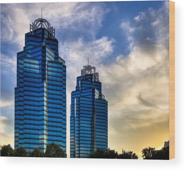 Atlanta Wood Print featuring the photograph King and Queen Towers - Atlanta by Mark E Tisdale