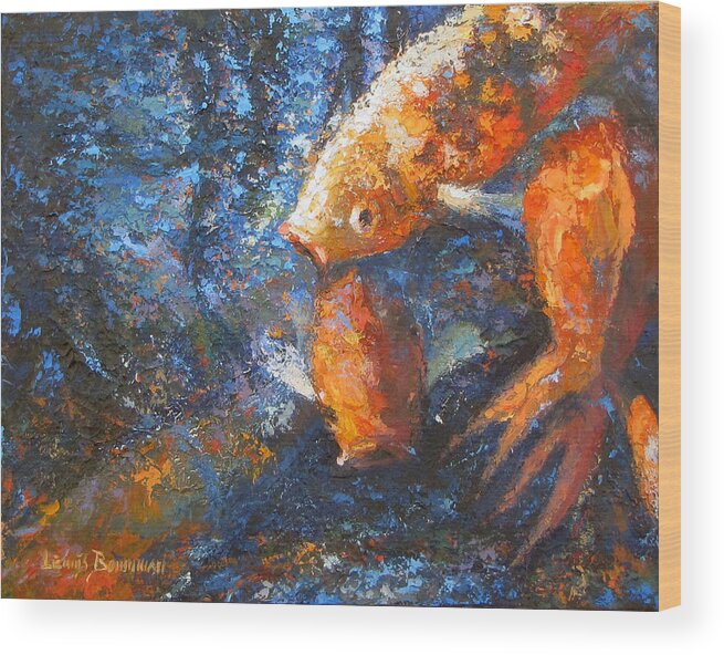 Oil Painting Wood Print featuring the painting Koi by Lewis Bowman