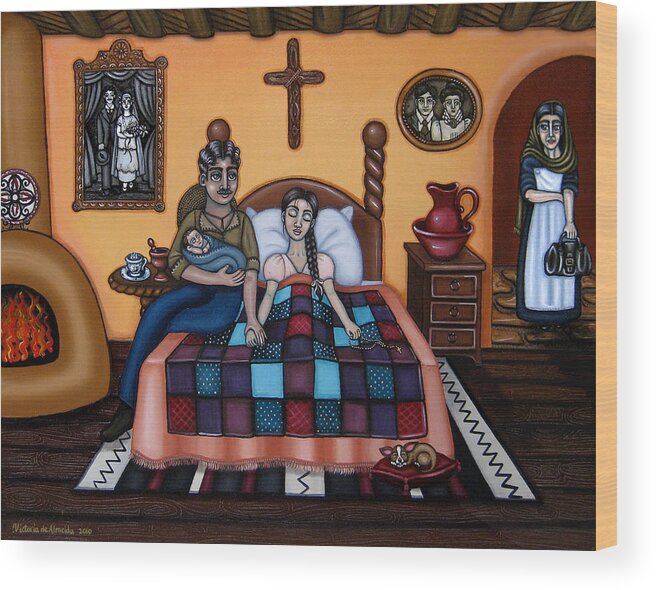 Doulas Wood Print featuring the painting La Partera or The Midwife by Victoria De Almeida