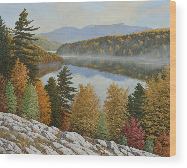 Jake Vandenbrink Wood Print featuring the painting Lake View by Jake Vandenbrink