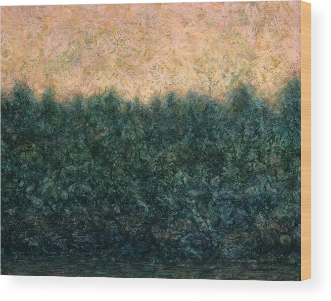 Lake Wood Print featuring the painting Lakeshore Sunrise by James W Johnson