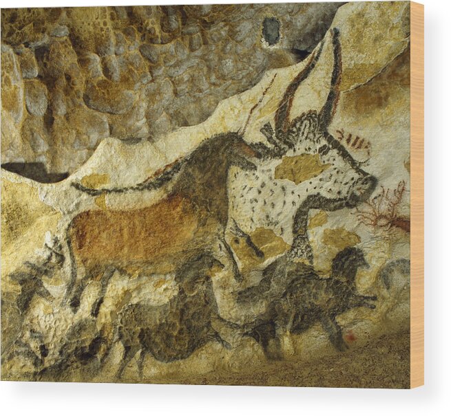 Lascaux Wood Print featuring the painting Lascaux Cave Painting by Jean Paul Ferrero and Jean Michel Labat