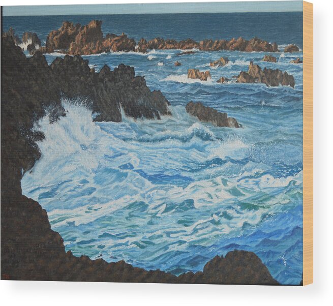 Hawaiian Painting Wood Print featuring the painting Laupahoehoe by Thu Nguyen