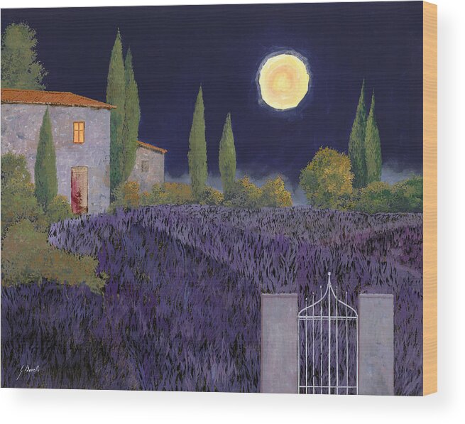 Tuscany Wood Print featuring the painting Lavanda Di Notte by Guido Borelli