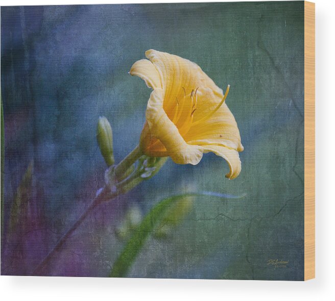 Lily Wood Print featuring the photograph Lily in blues and greens by Don Anderson