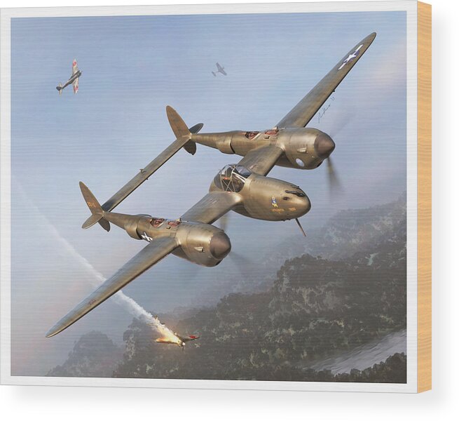 P-38 Wood Print featuring the painting Little Butch by Adam Burch