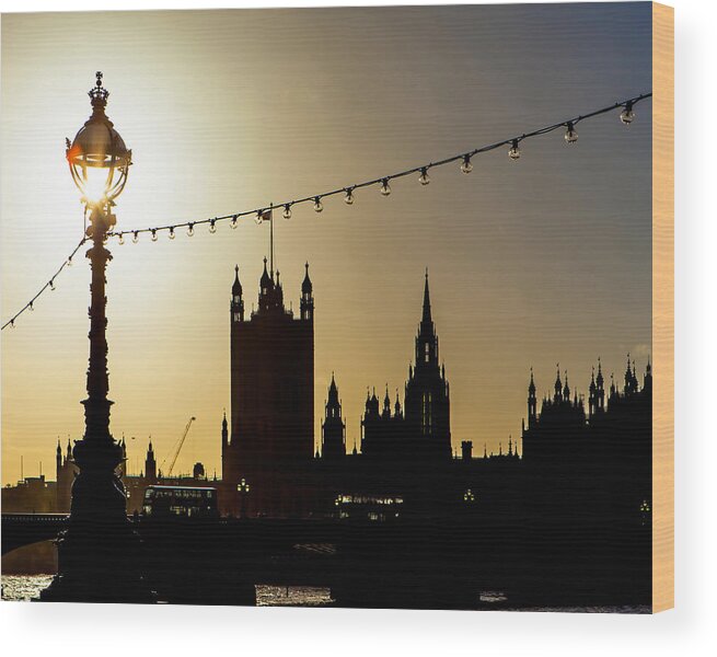 London Wood Print featuring the photograph London South Bank Silhouette by Good Focused