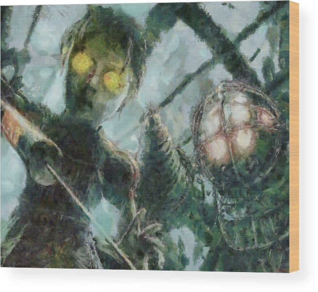 Www.themidnightstreets.net Wood Print featuring the digital art Look Mr Bubbles An Angel by Joe Misrasi