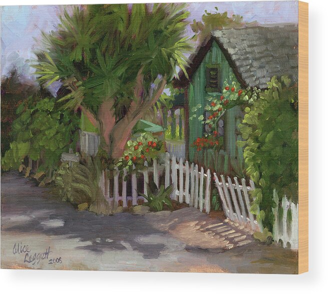 Los Rios Street Wood Print featuring the painting Los Rios Street San Juan Capistrano California by Alice Leggett
