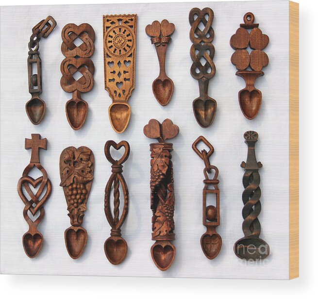 Welsh Wood Print featuring the sculpture Love Spoons by Karen Adams
