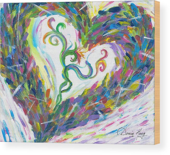 Hearts Wood Print featuring the painting Loving and Learning by Denise Hoag