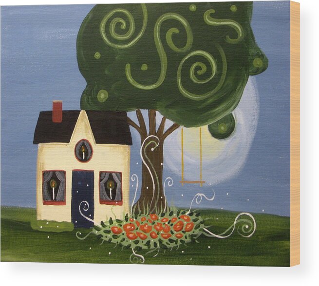 House Wood Print featuring the painting Magic Garden by Kori Vincent