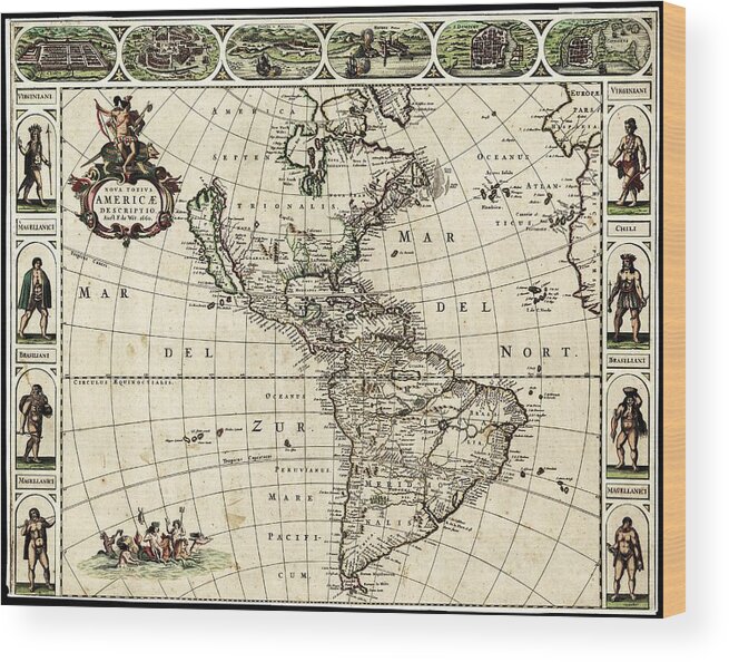 Americas Wood Print featuring the photograph Map Of The Americas by Library Of Congress, Geography And Map Division