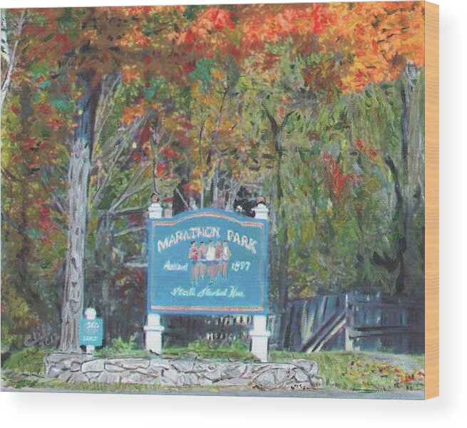 Baa Wood Print featuring the painting Marathon Park by Cliff Wilson