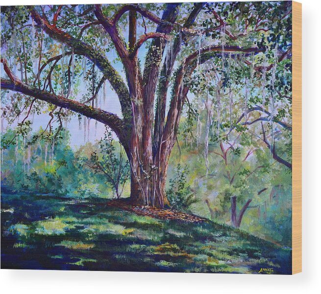 Florida Painting Wood Print featuring the painting Marcus Oak by AnnaJo Vahle