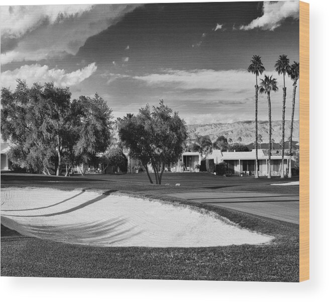 Golf Wood Print featuring the photograph MARRAKESH GOLF BW Palm Springs by William Dey