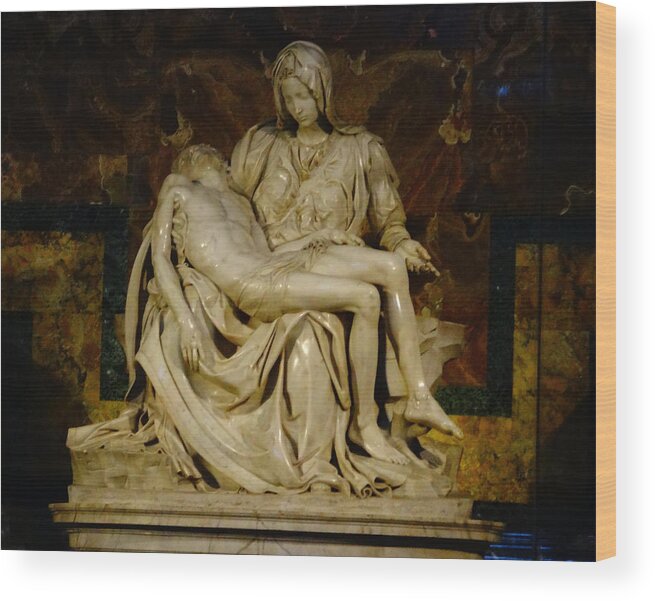 Jesus Wood Print featuring the photograph Michaelangelo's Pieta by Alan Lakin