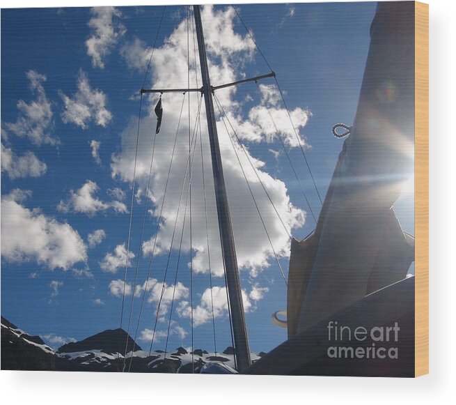 Sailboat Mast Wood Print featuring the photograph Mast and Sky by Laura Wong-Rose