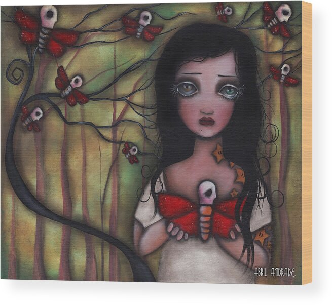 Moths Wood Print featuring the painting Matilda by Abril Andrade