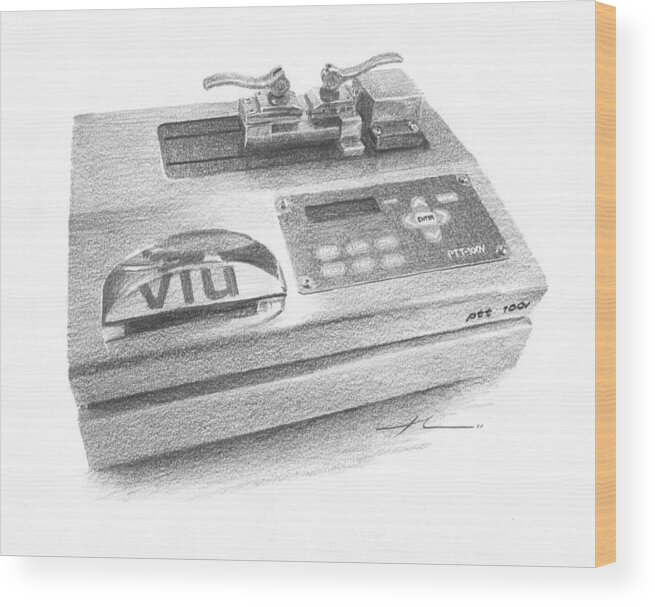 <a Href=http://miketheuer.com Target =_blank>www.miketheuer.com</a> Medical Machine Pencil Portrait Wood Print featuring the drawing Medical Machine Pencil Portrait by Mike Theuer