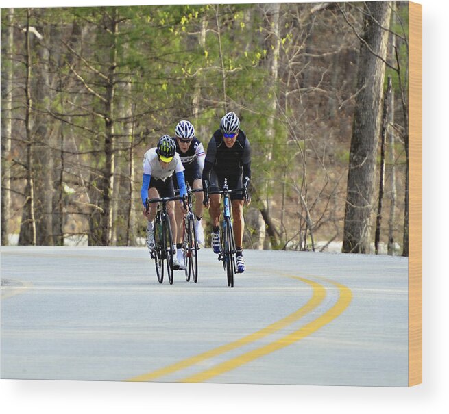 Sport Wood Print featuring the photograph Men in a Bike Race by Susan Leggett
