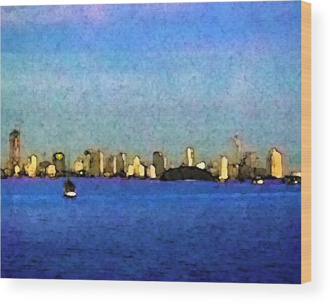 Blue Wood Print featuring the photograph Miami Skyline by Jessica Levant