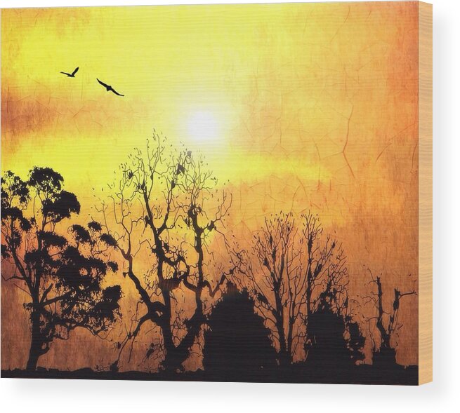 Landscape Wood Print featuring the painting Migration in the Fall by Mark Taylor