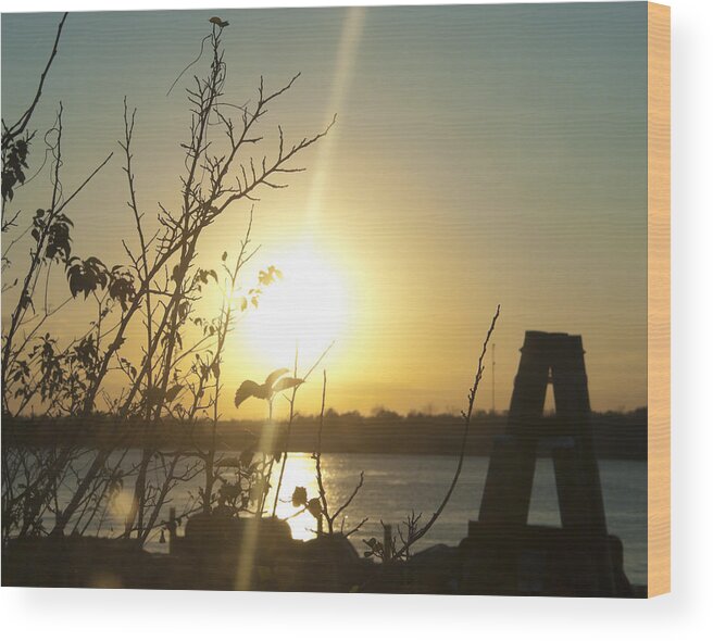 Sunset Wood Print featuring the photograph Mississippi River Sunset by Ray Devlin