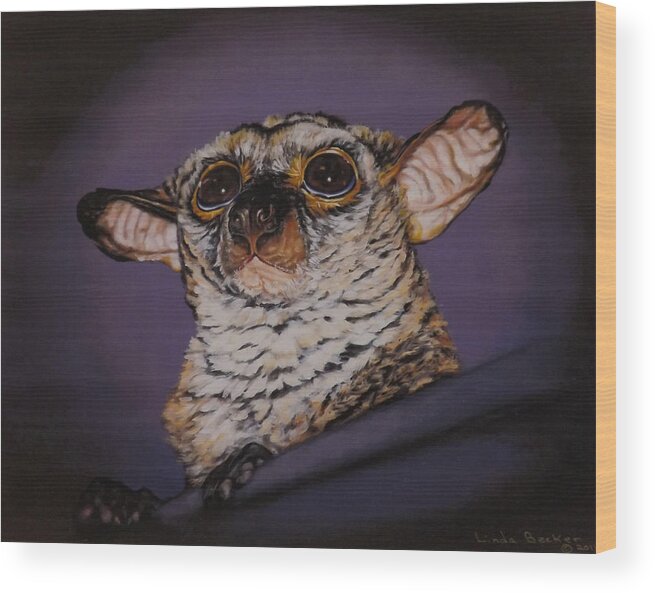 Animal Wood Print featuring the painting Mo loves mommy by Linda Becker
