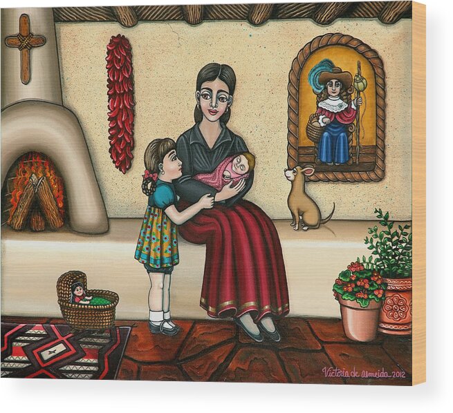 Moms Wood Print featuring the painting Momma Do You Love Me? by Victoria De Almeida