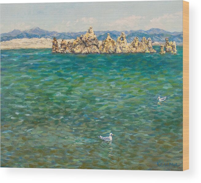 Mono Lake Wood Print featuring the painting Mono Lake by Kerima Swain