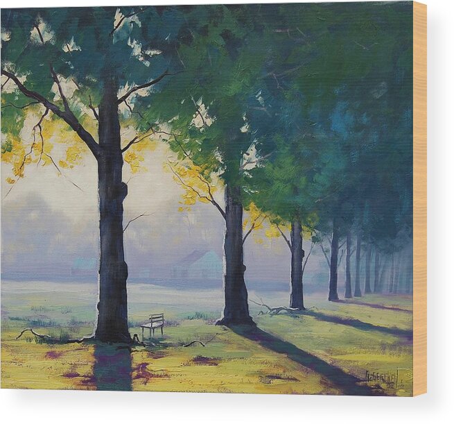 Trees Wood Print featuring the painting Morning Light by Graham Gercken