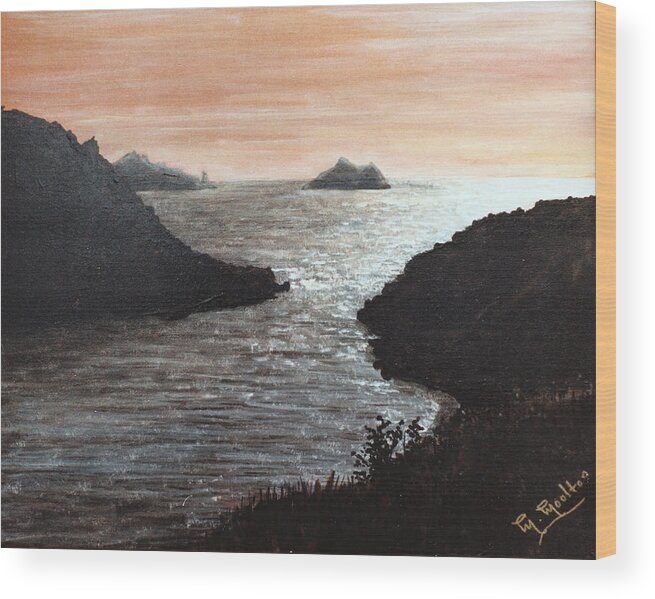Mouls Island Wood Print featuring the painting Mouls Island Cornwall by Mackenzie Moulton