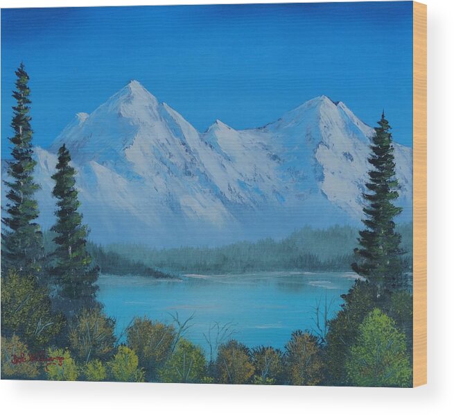 Mountain Wood Print featuring the painting Mountain Outlook by Bob Williams
