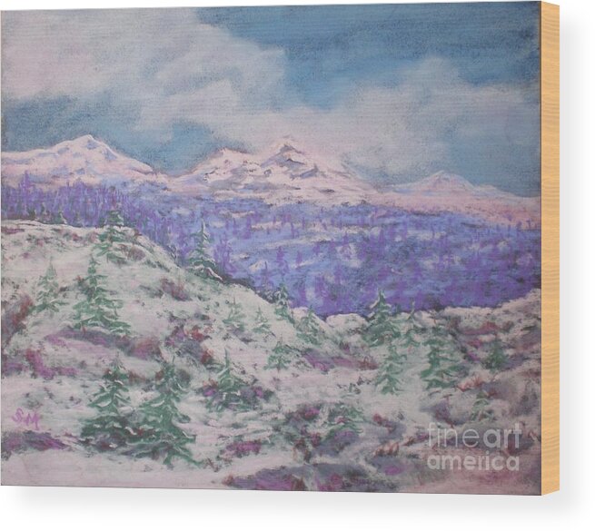 Mountains Wood Print featuring the painting Mountains and Mist by Suzanne McKay