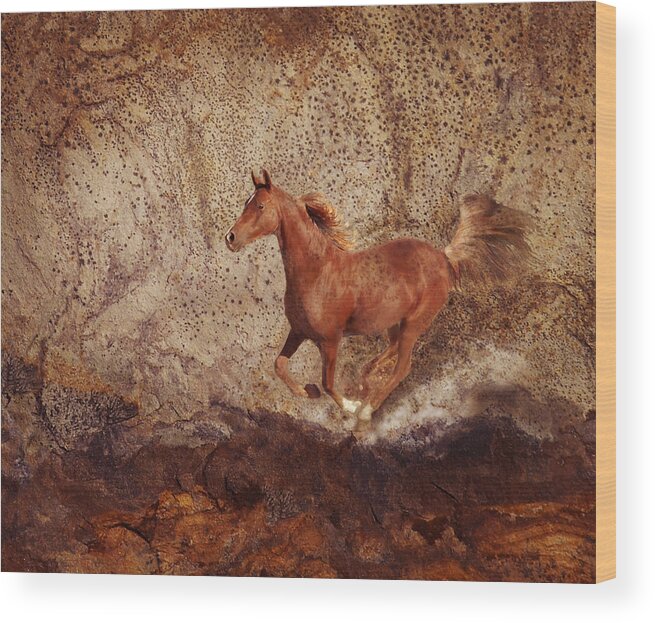 Stone Horse Art Wood Print featuring the photograph Movin' On by Melinda Hughes-Berland