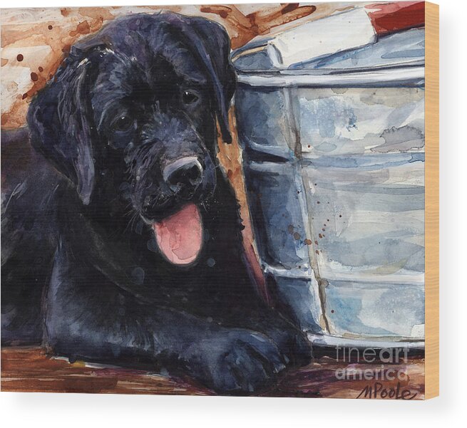 Labrador Retriever Wood Print featuring the painting Mud Pies by Molly Poole