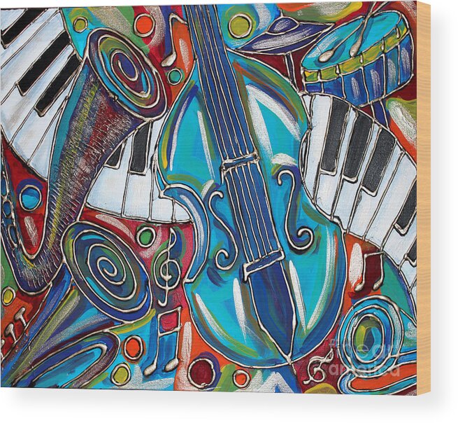 Music Wood Print featuring the painting Music Time 1 by Cynthia Snyder