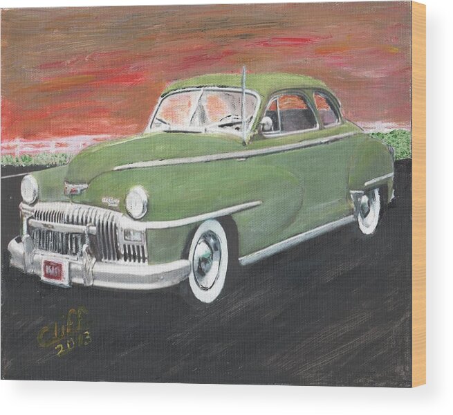 1947 Desoto Wood Print featuring the painting My First Car by Cliff Wilson
